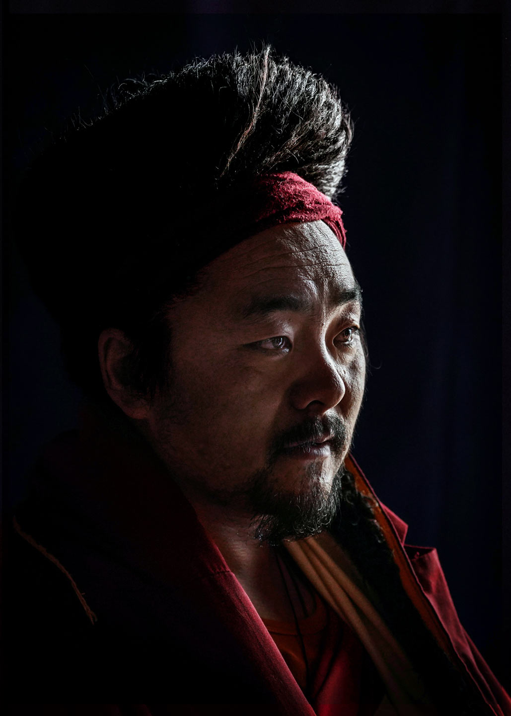 Portrait moine Tibet - Photo studio