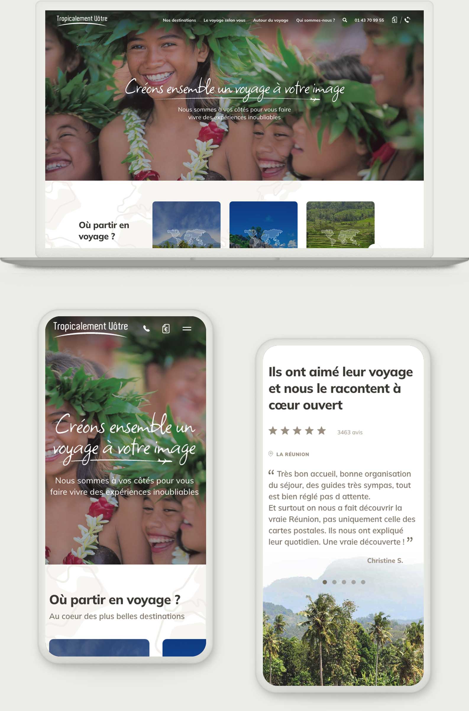 website for Tropicalement Vôtre ❘ Travel agency